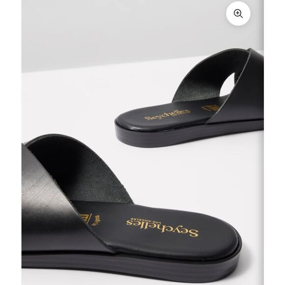 Evereve Women's Black Chai Leather Slide Sandals size 6.5 #4 - Picture 2 of 7